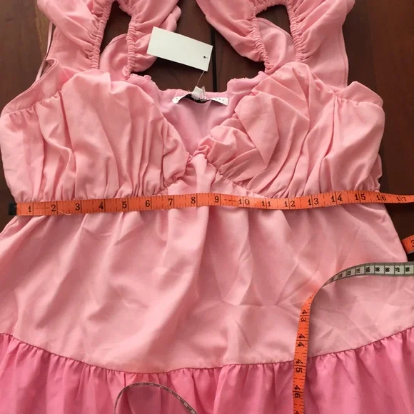 NWT English Factory pink ruffle tiered maxi dress M Vici Caprice dress - Picture 11 of 13